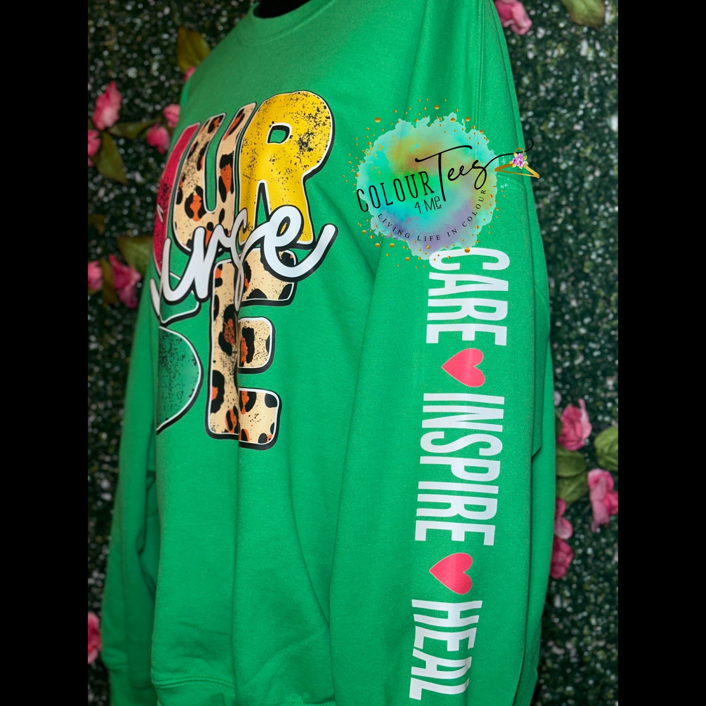 Leopard Nurse Sweatshirt w/ Inspirational Sleeve