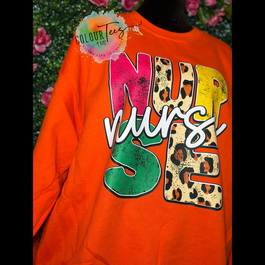 Leopard Nurse Sweatshirt w/ Inspirational Sleeve